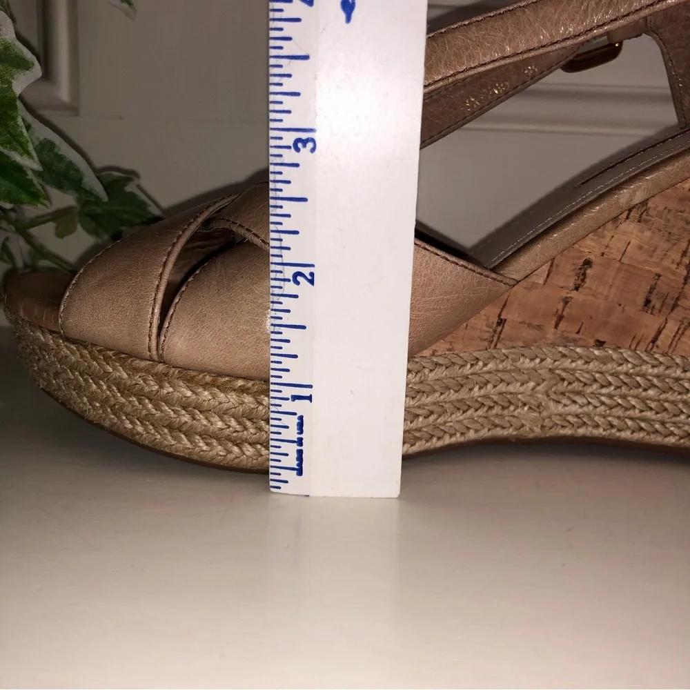 NWT Prada Tan Platform Cork Wedge Sandals New Size 38